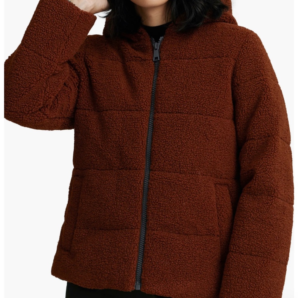 NVLT Brown Berber Faux Shearling Fleece Hooded Jacket XS (NWT)